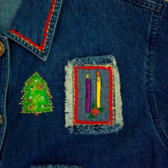 CHRISTMAS VINTAGE DENIM  JACKET, XL - Picture 6 of 13